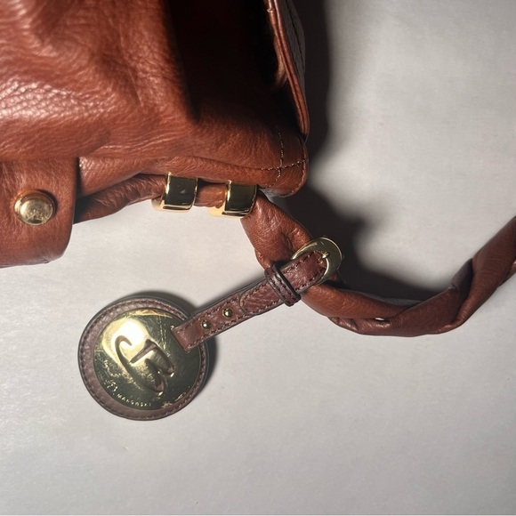 B. MAKOWSKY Brown LEATHER SATCHEL HANDBAG WITH Twisted STRAP SHOULDER PURSE - Picture 6 of 16